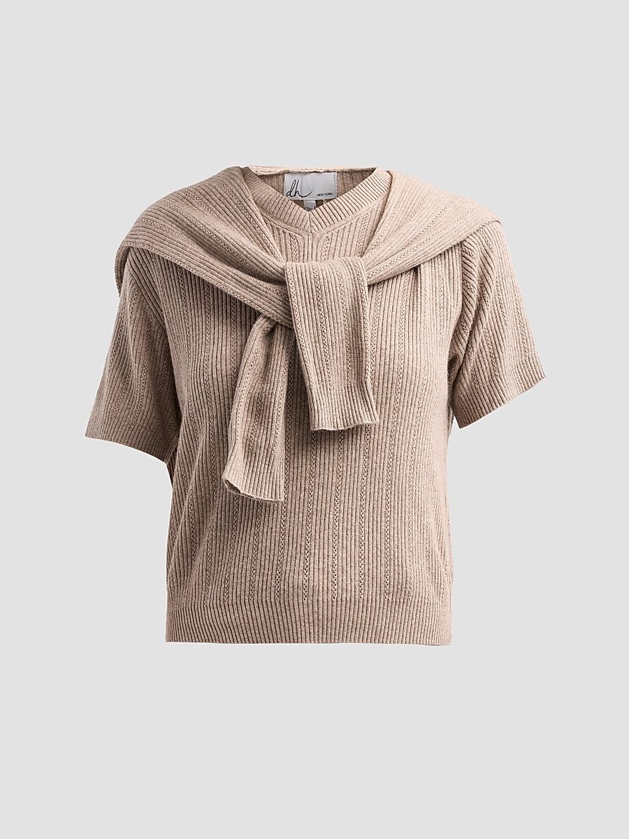 Women's Jean Layered Knit Top - Sleet - Size XS
