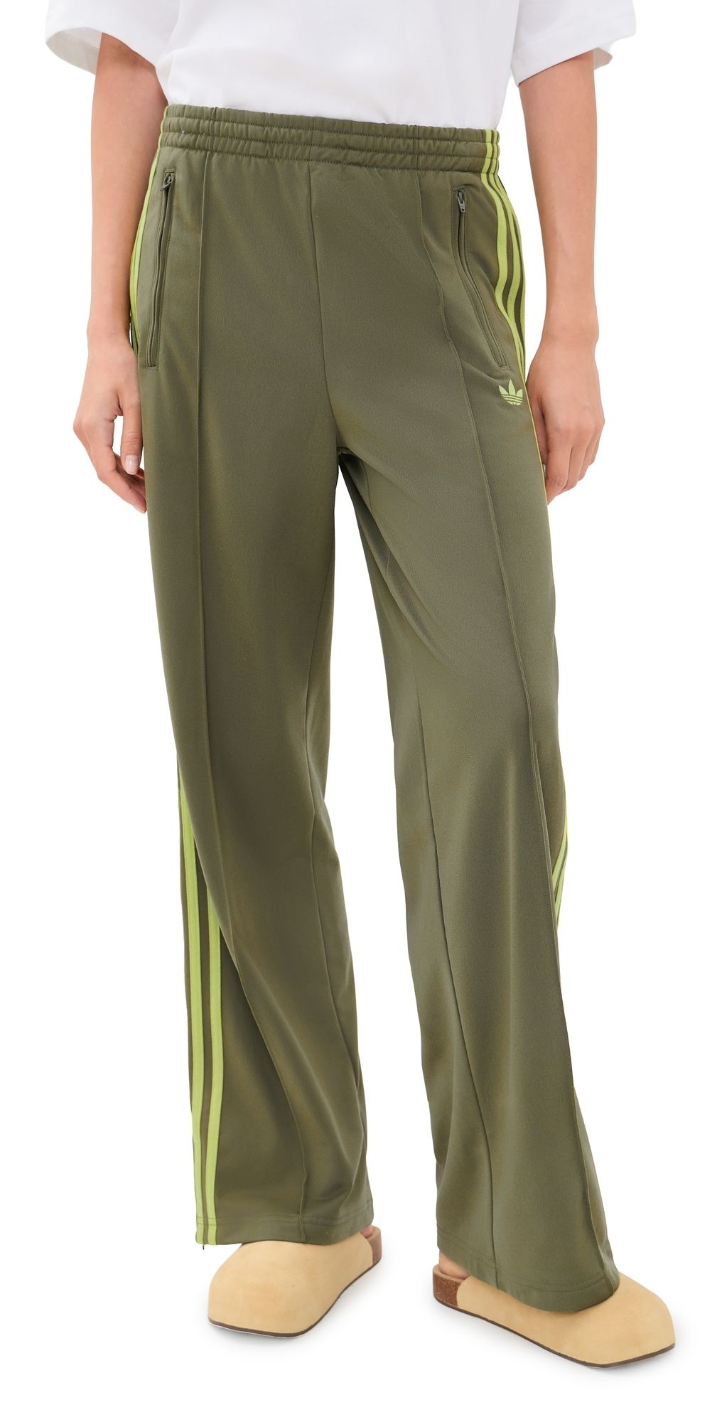 adidas Firebird Loose Track Pants Olive Strata/Preloved Lime M
