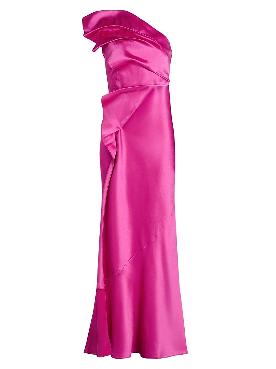 Women's Werona One-Shoulder Satin Gown - Pink Topaz - Size 12