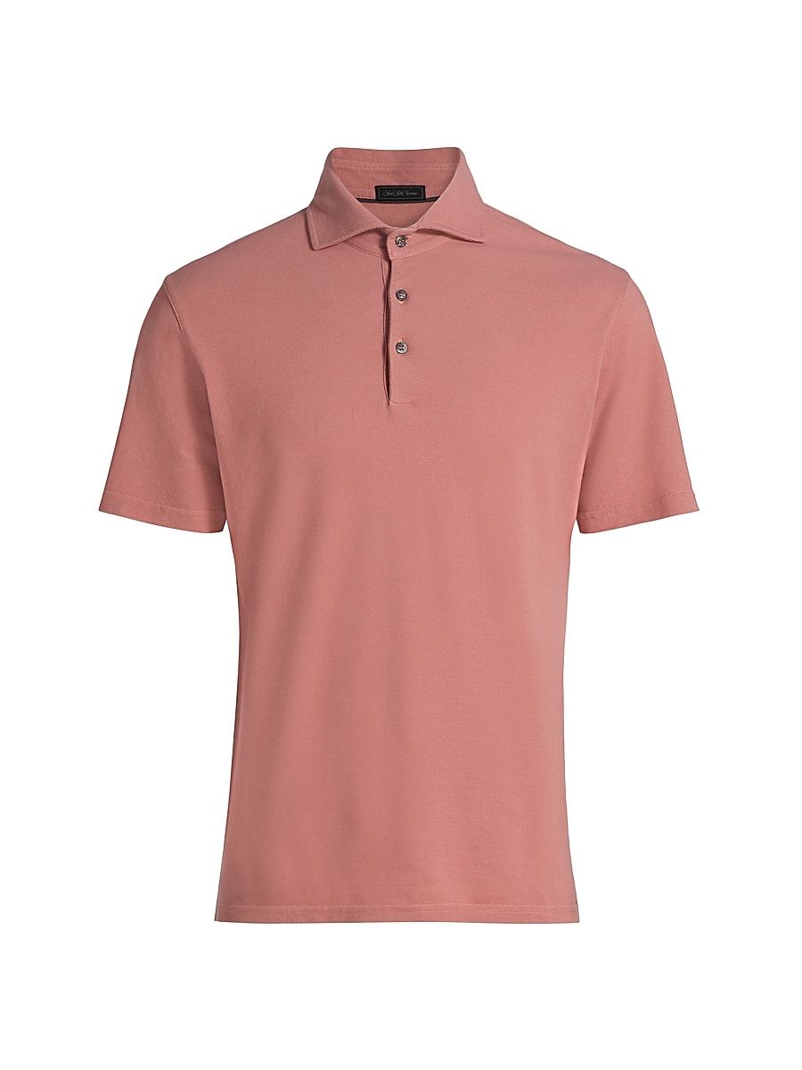 Men's COLLECTION Knit Piqué Polo Shirt - Pink - Size Large