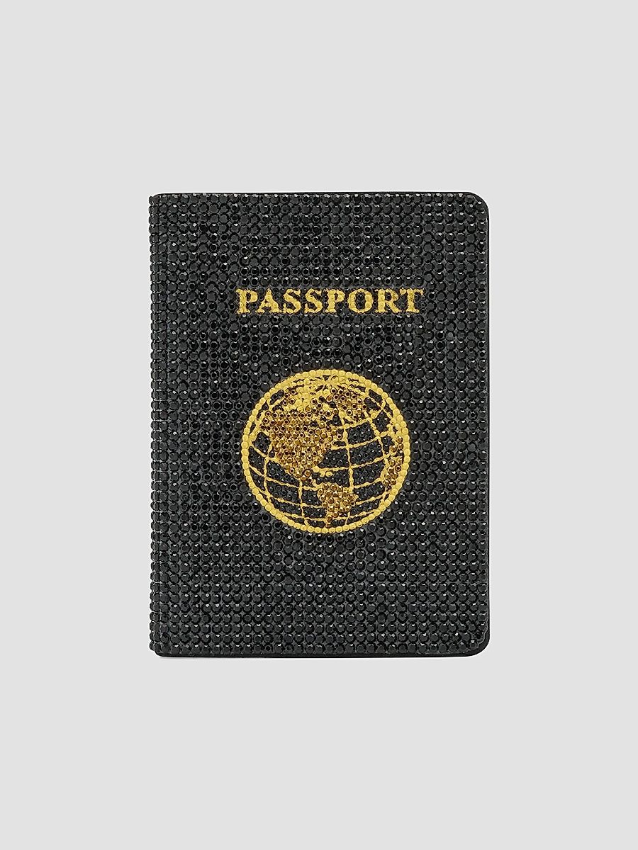 Judith Leiber Couture Women's Leather & Crystal Passport Holder - Black