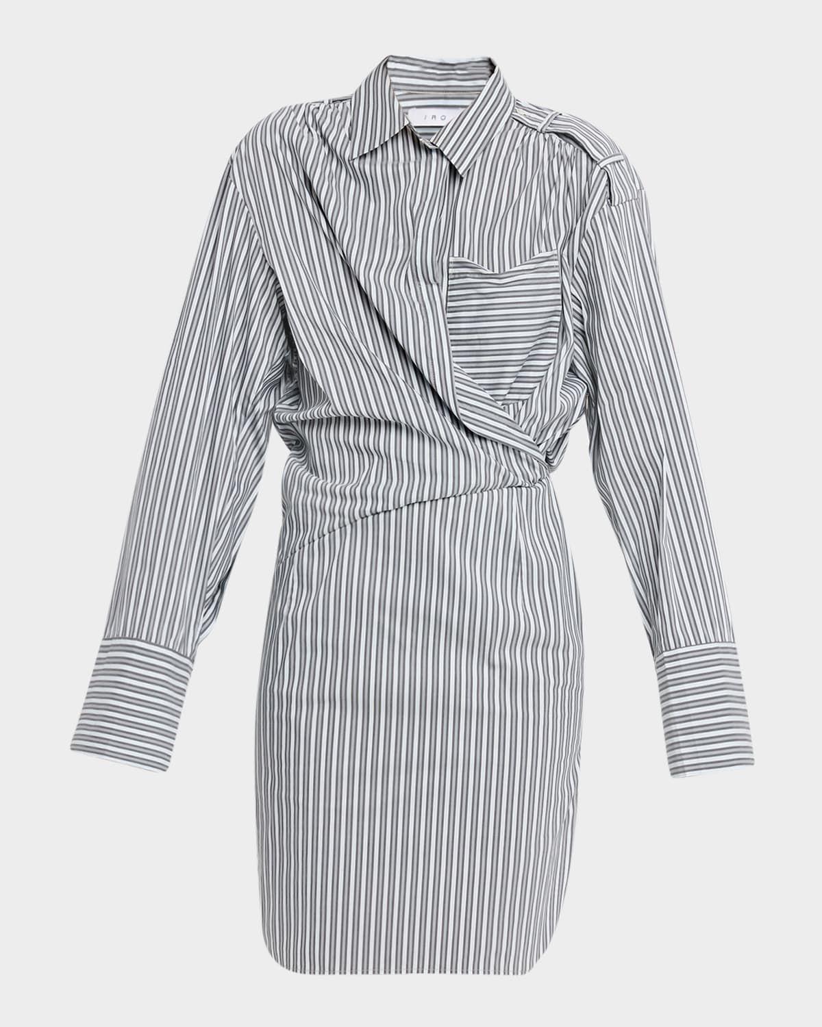 Lazul Pinstripe Wrap Shirtdress