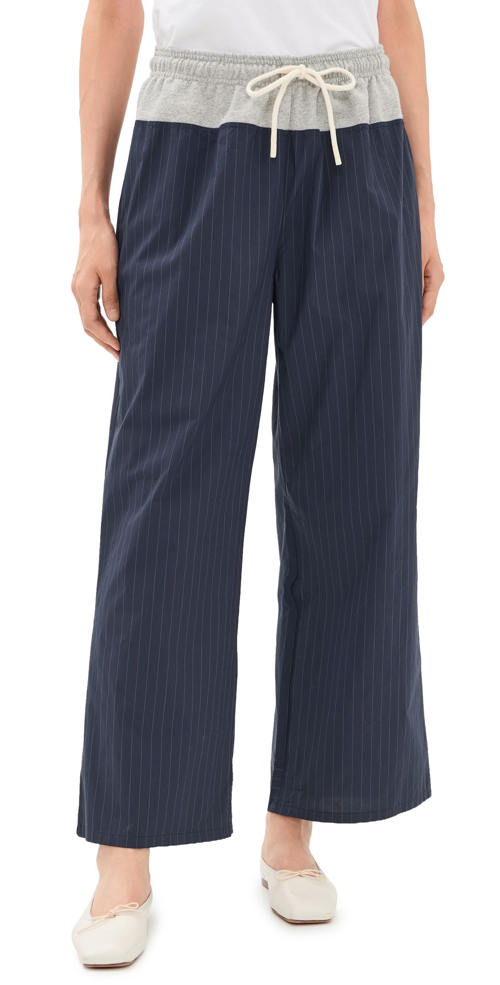ASHER Cory Mix Media Pants Midnight Pinstripe M