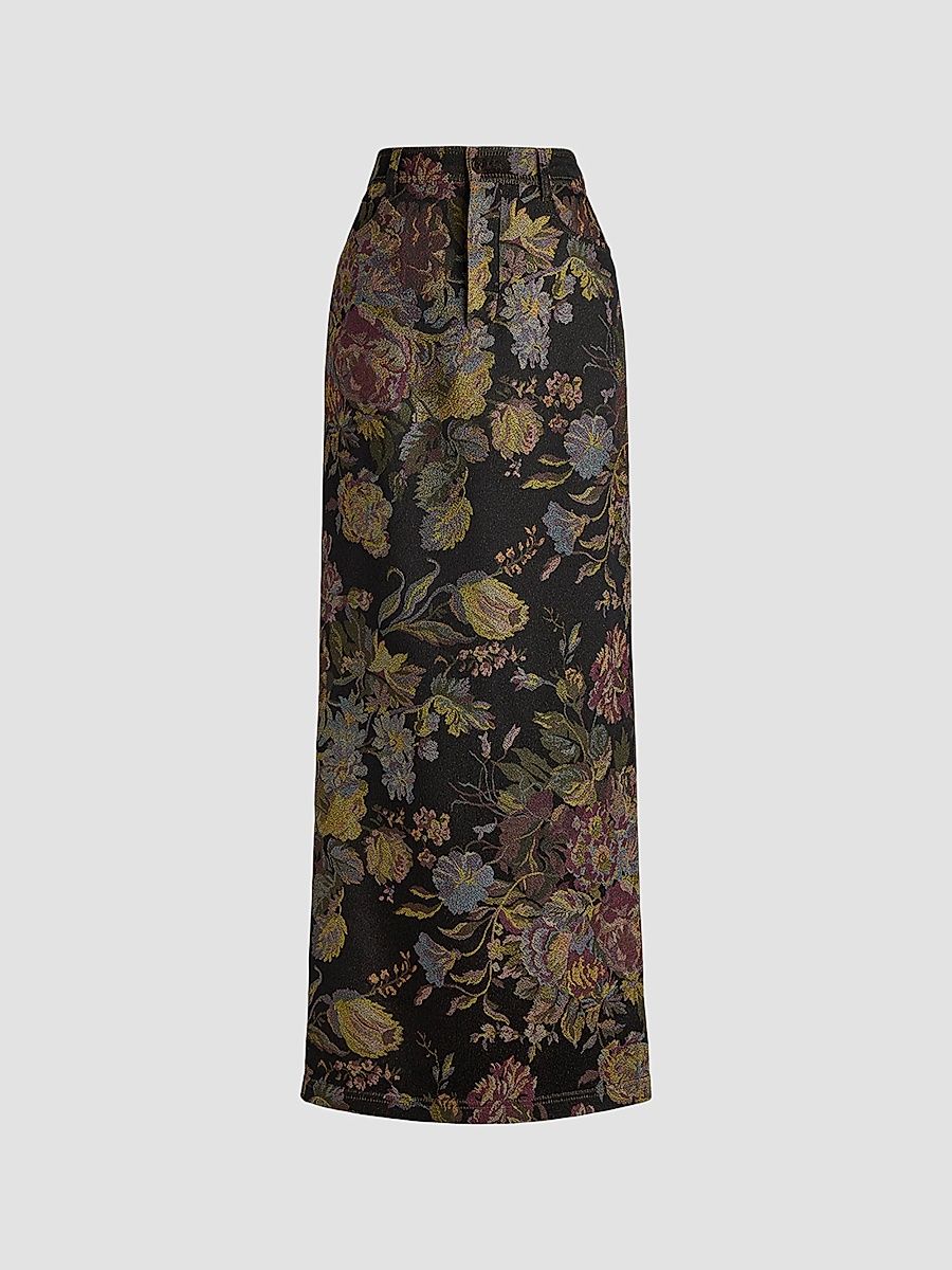 Women's Fontaine Tapestry Jacquard Maxi Skirt - Brown - Size 6