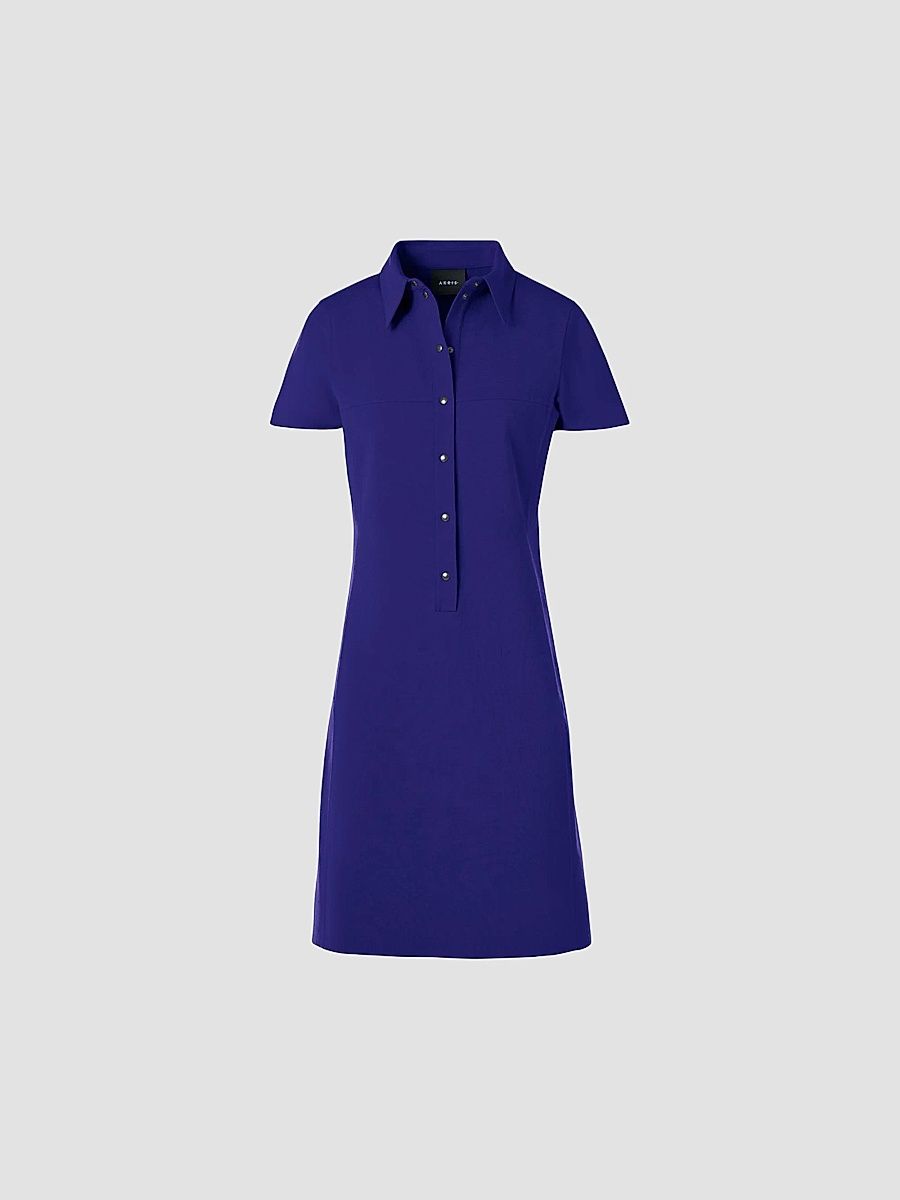Women's Stretch Cotton-Silk Polo Dress - Purple - Size 4