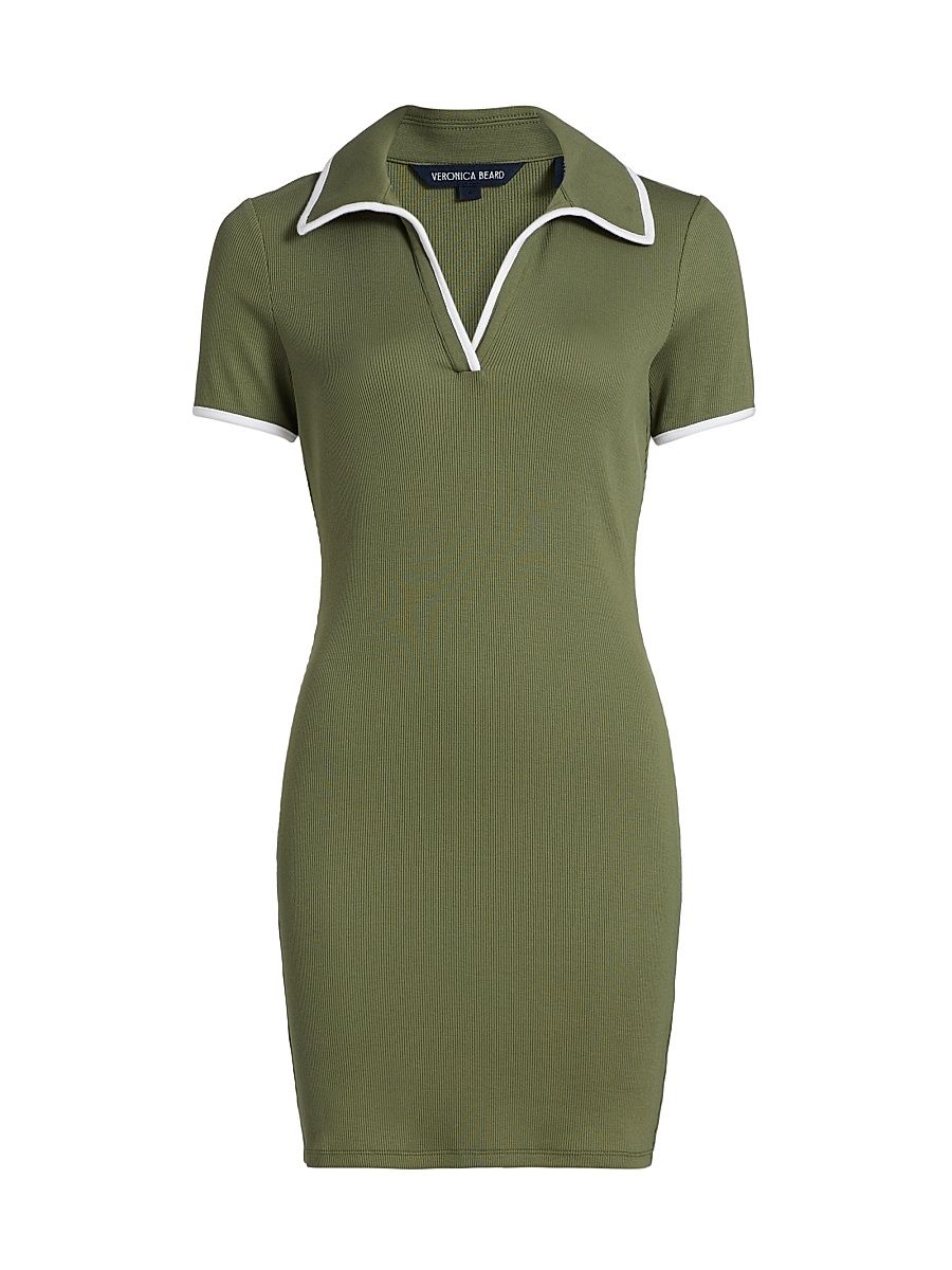 Women's Bailey Stretch-Cotton Polo Minidress - Stone Army - Size Small