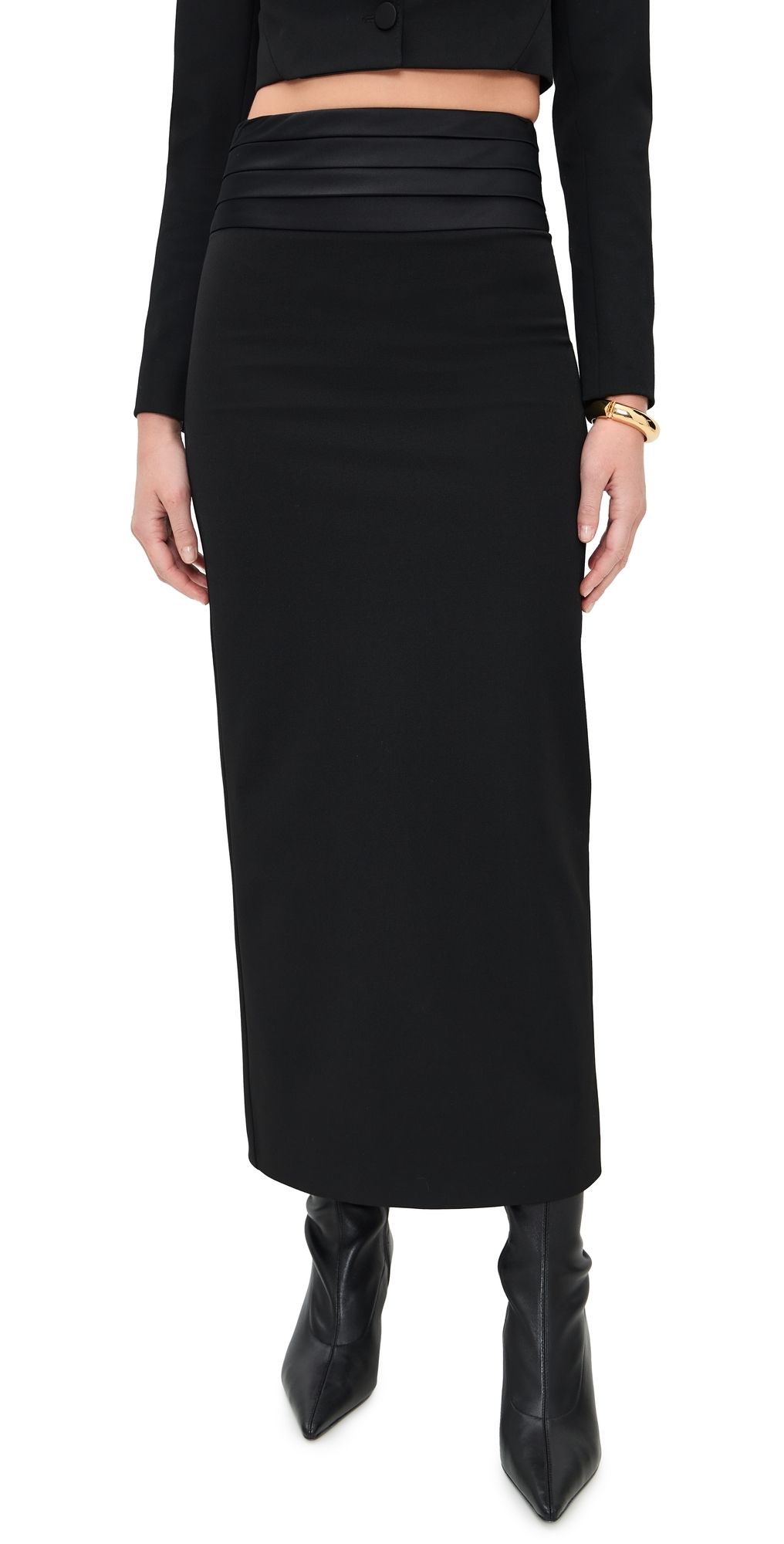 L'AGENCE Honesty Cummerbund Maxi Skirt Black 12