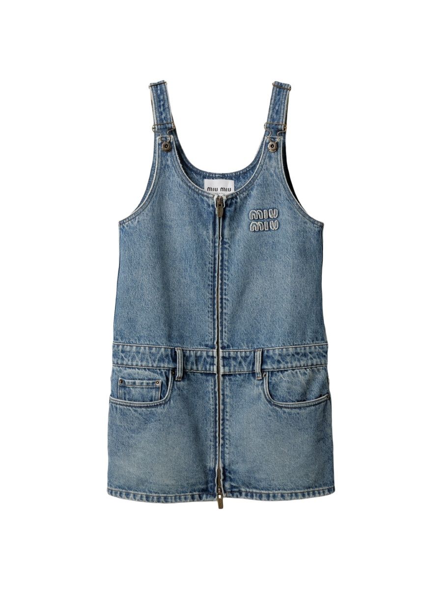 Miu Miu Women's Denim and Poplin Zipper Dress - Blue - Size 6