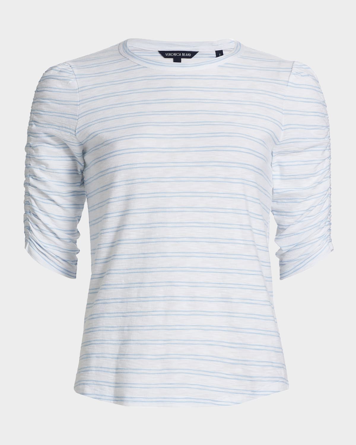 Waldorf Stripe Ruched-Sleeve Tee