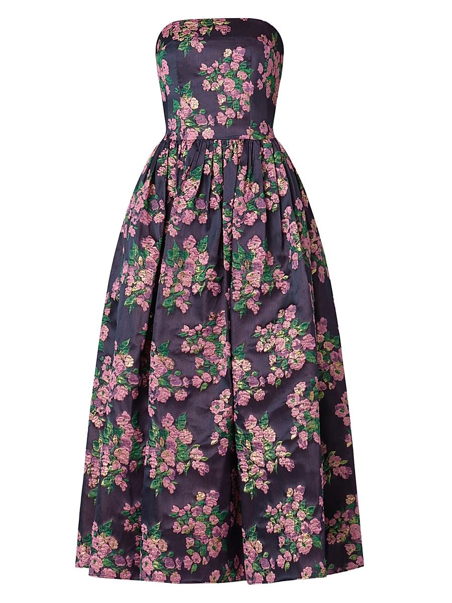 Shoshanna Women's Dana Floral Bandeau Fit & Flare Midi-Dress - Pink Multi - Size 12