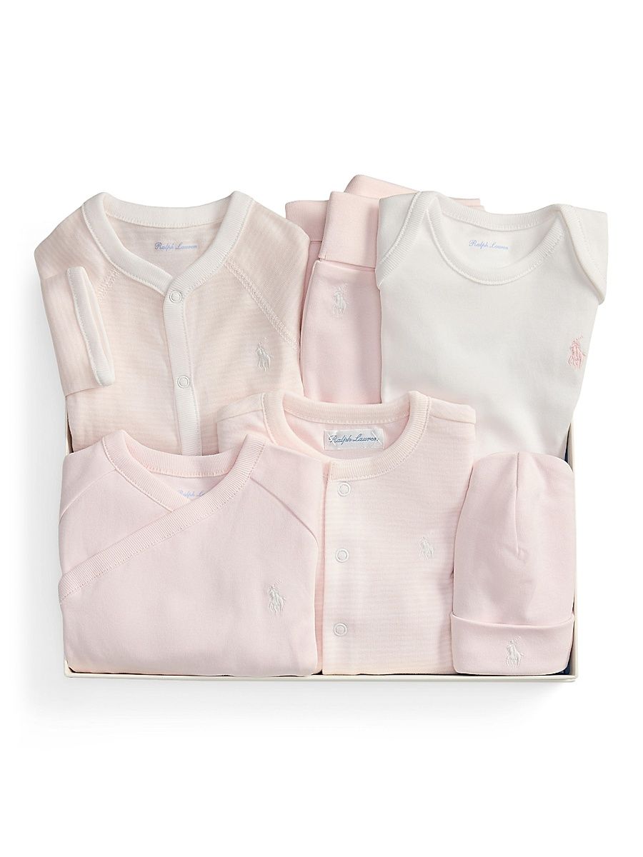 Baby Girl's Cotton Interlock 6-Piece Gift Set - Pink Multi - Size Newborn