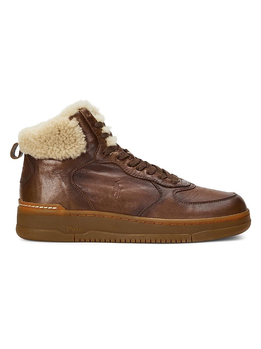 Men's Masters Mid-Top Shearling Sneakers - Brown - Size 8