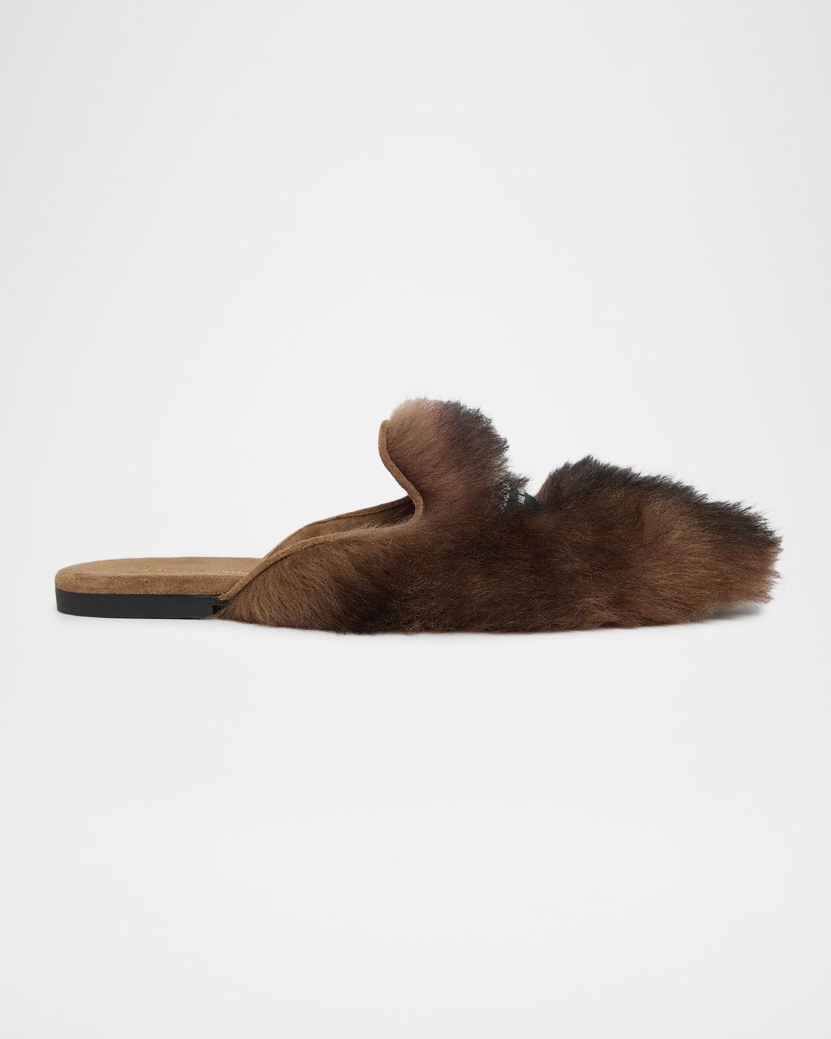 Logo Tag Shearling Mules