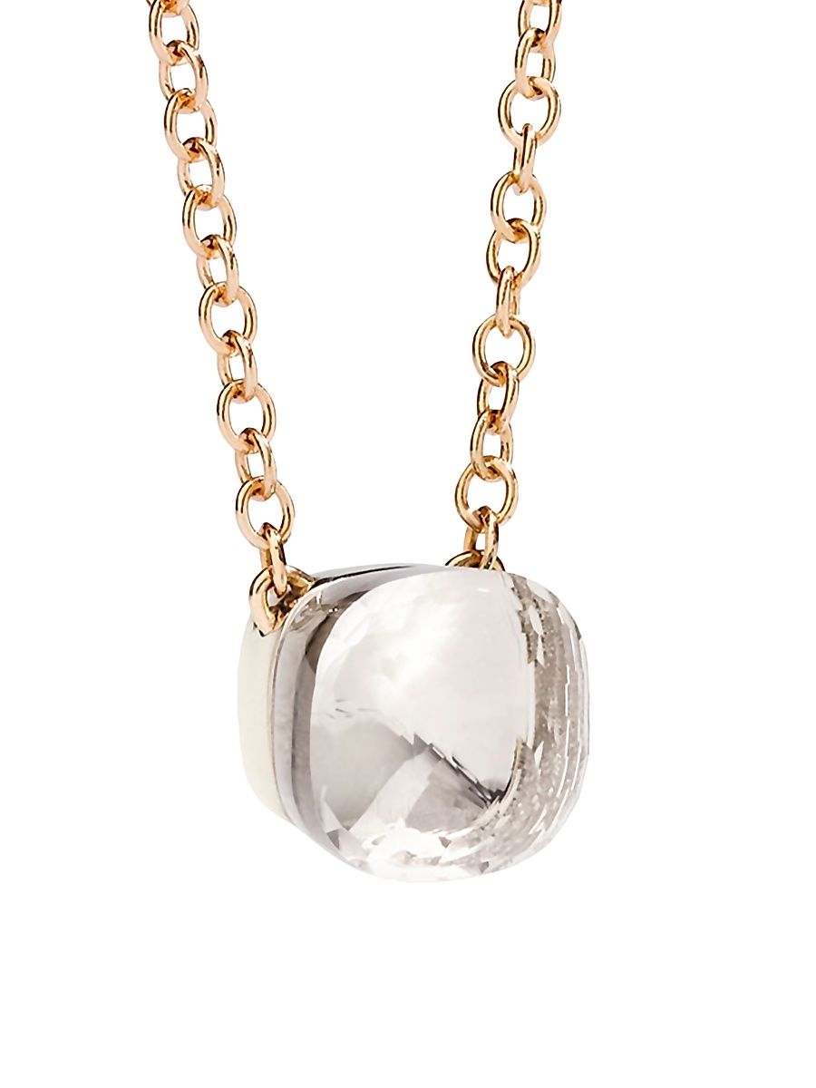 Women's White Topaz & 18K Rose Gold Pendant Necklace - Rose Gold White