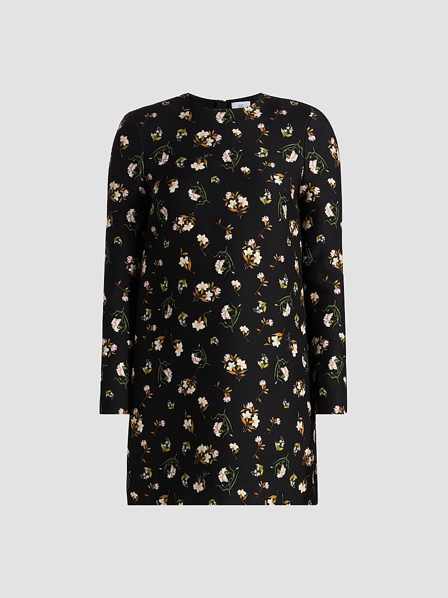Women's Tilley Floral Wool-Silk Mini Dress - Black Floral - Size 2