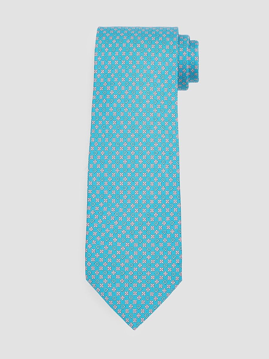 Men's Floral-Gancio Silk Tie - Blue