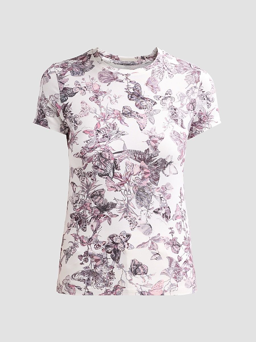 Women's Ressi Butterfly Crewneck T-Shirt - Vintage White Watercolor - Size XL