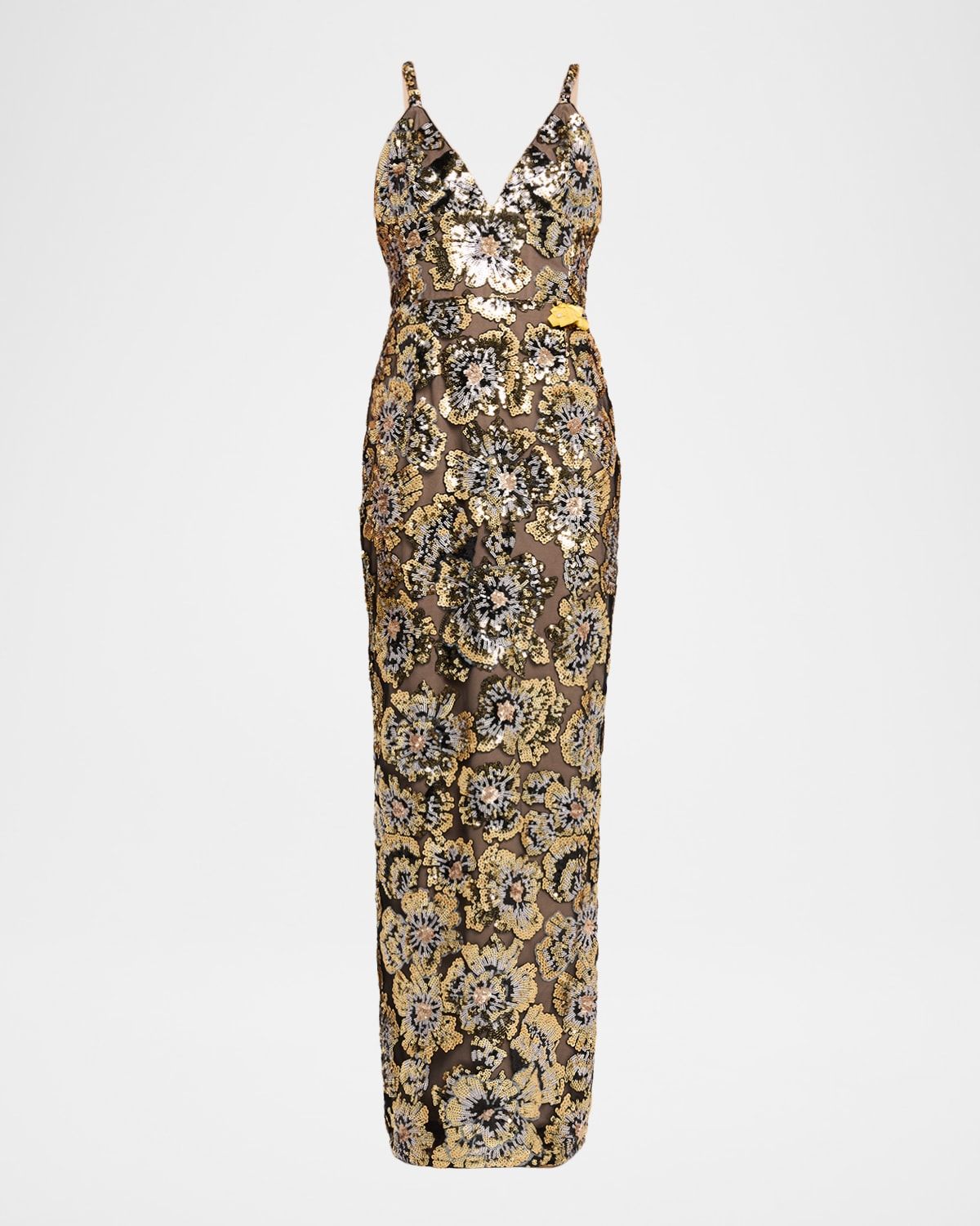 Allegra Sequined Sleeveless V-Neck Gown