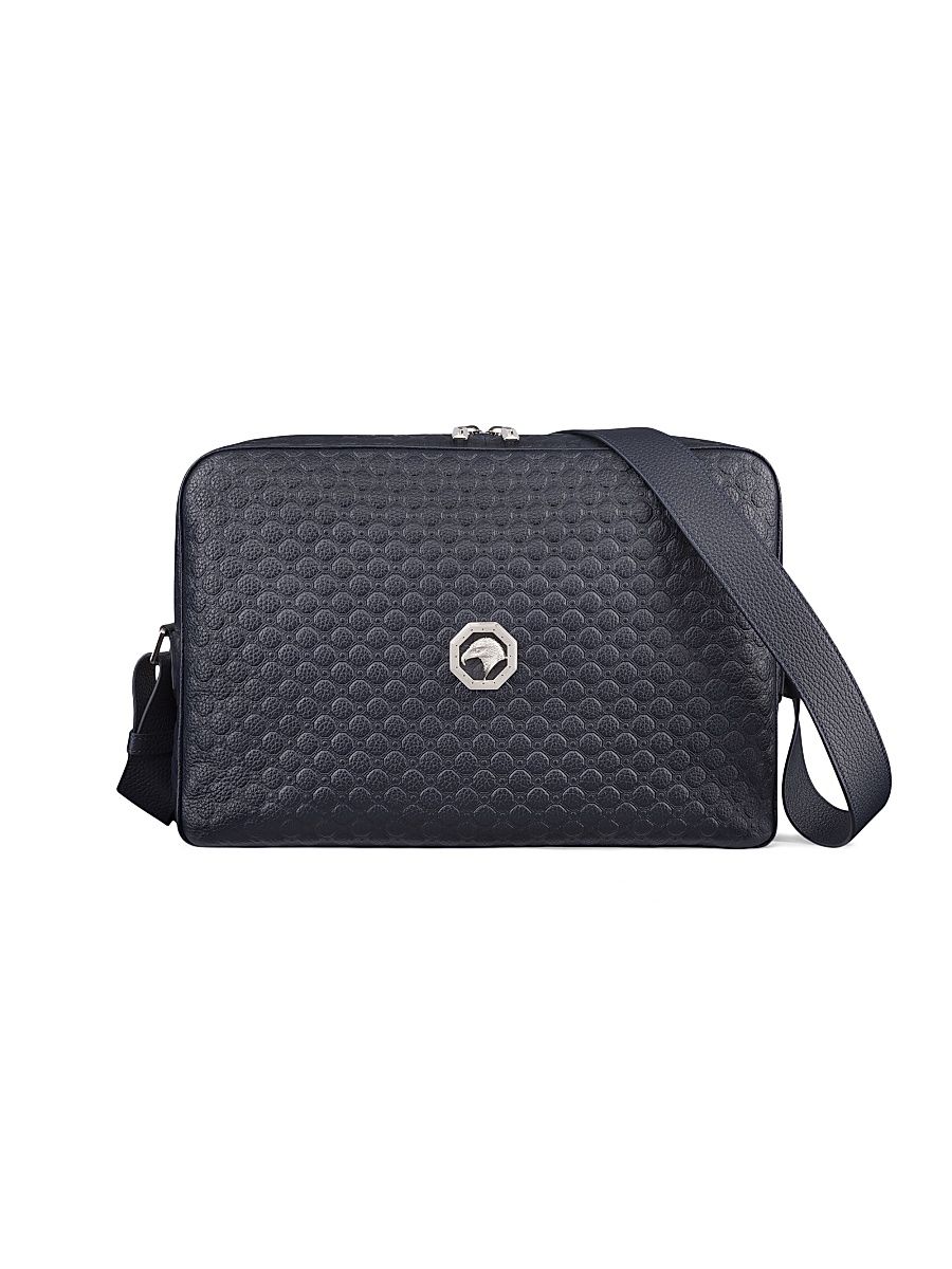 Stefano Ricci Men's Handmade Calfskin Leather Messenger Bag - Black