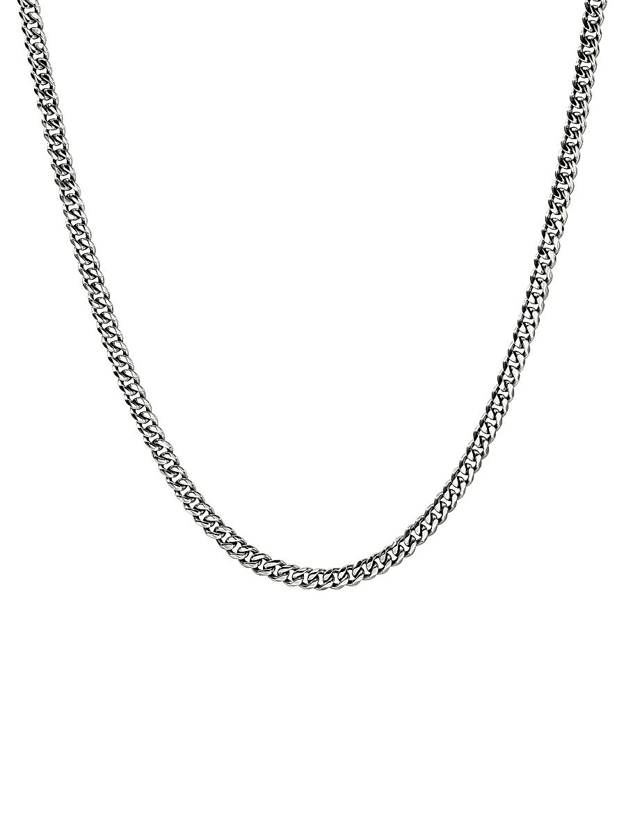 Sterling Silver Curb-Chain Necklace/3.9MM - Silver - Size 22