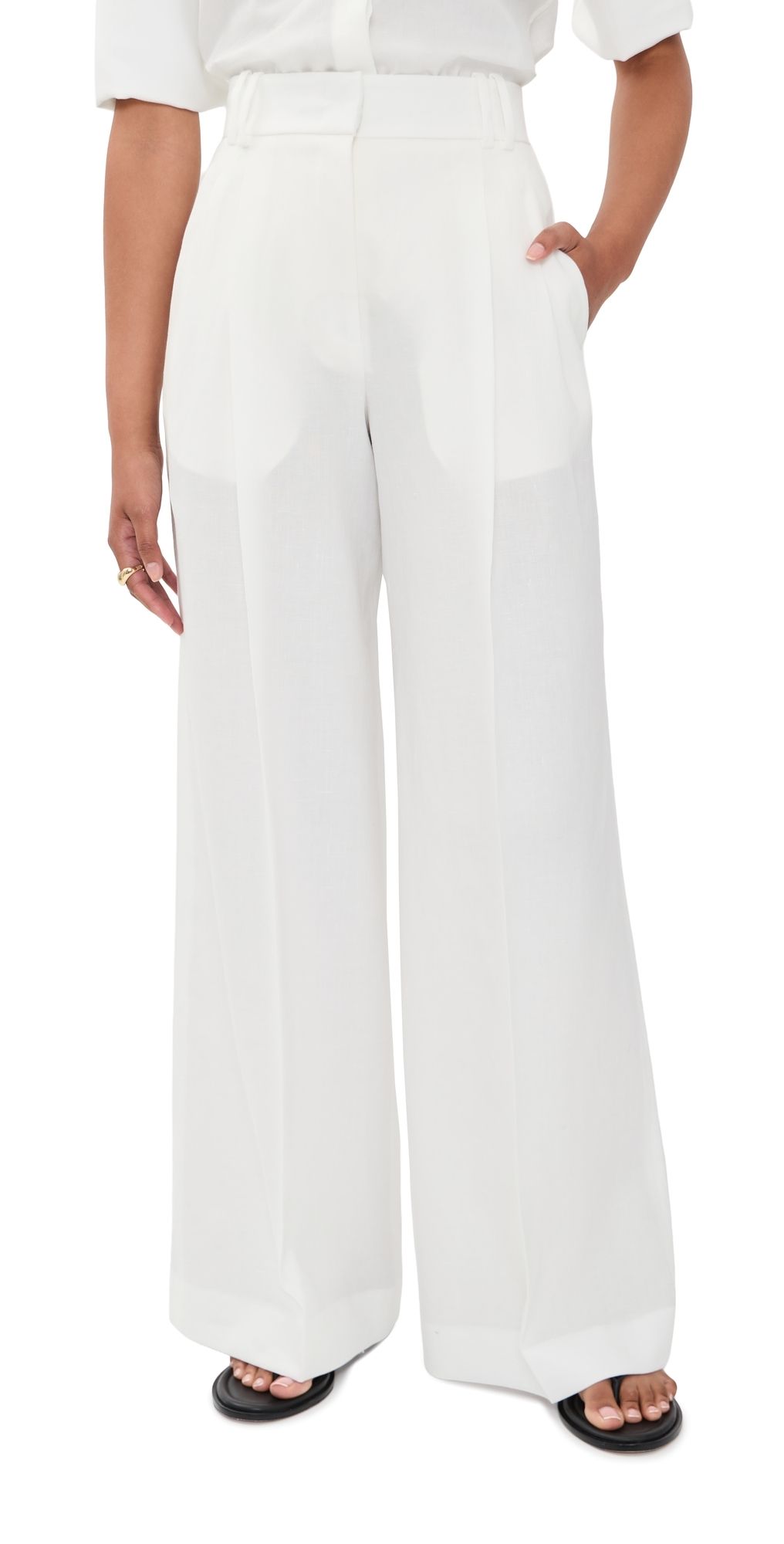 Another Tomorrow Pleated Trousers White 42