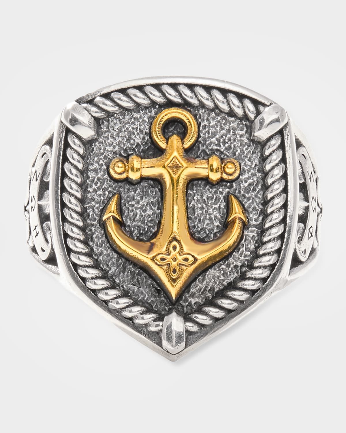 Sterling Silver and Bronze Anchor Ring, Size 7.5