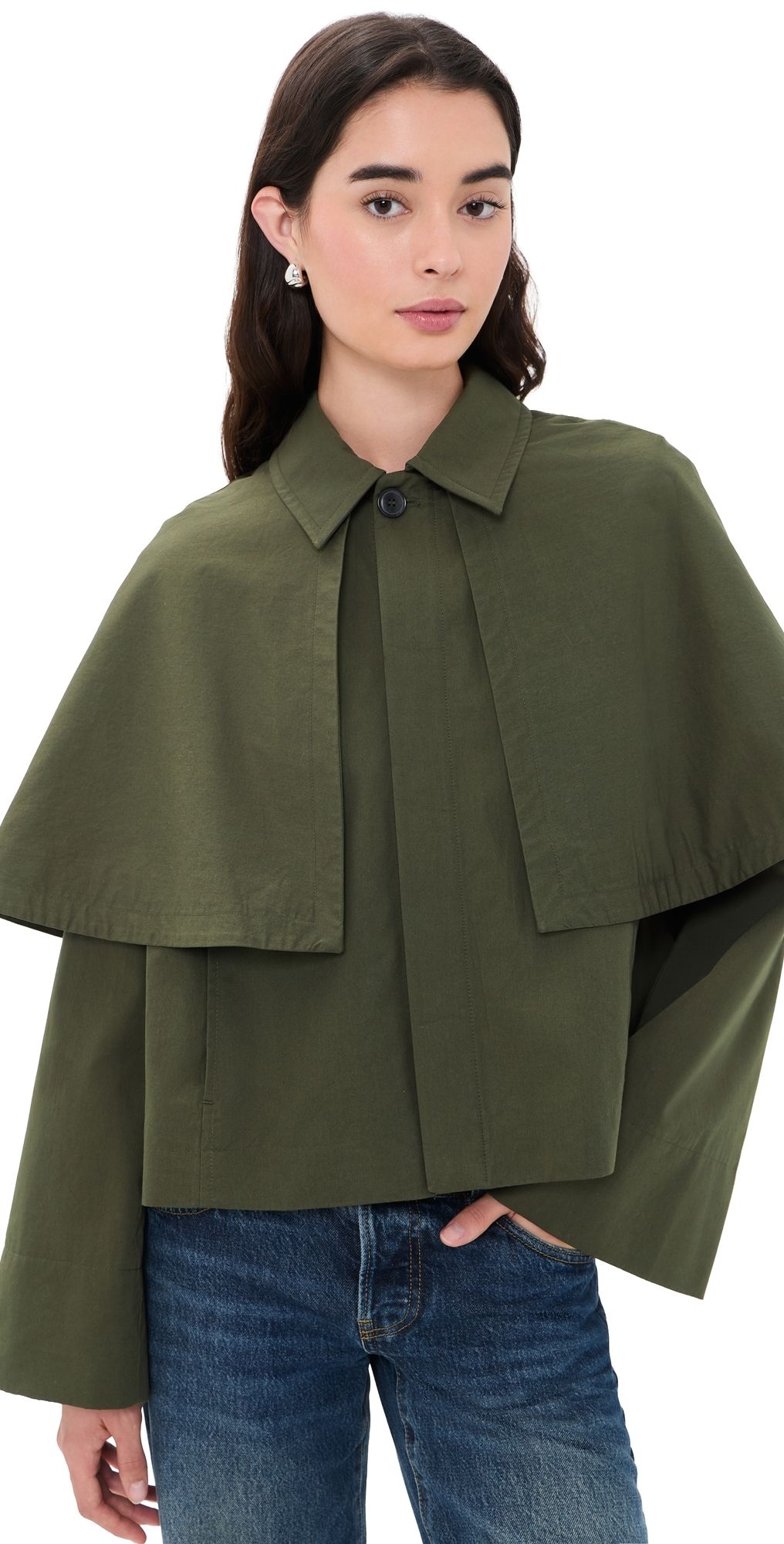 FRAME The Paddock Cape Jacket Military Green L