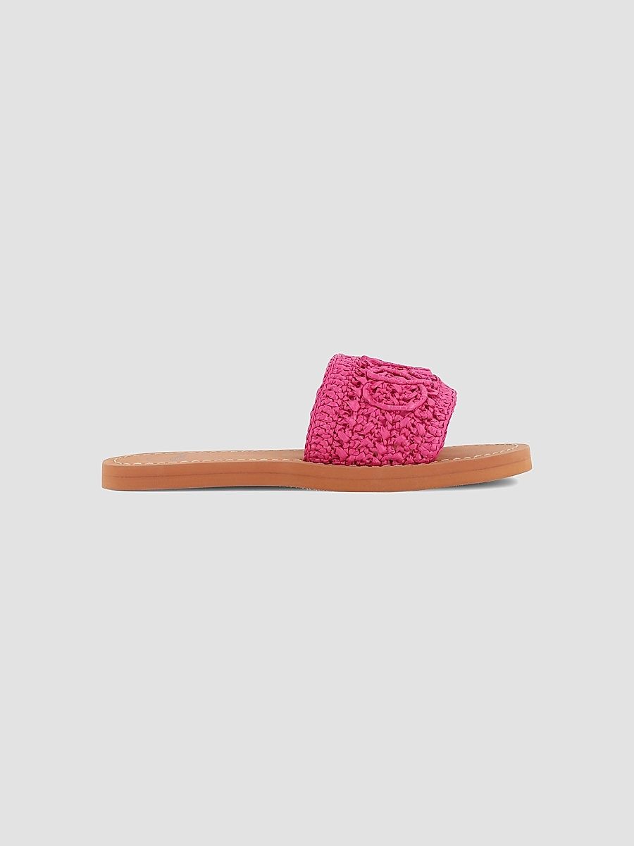 Girl's Girl's Aqua Logo Straw Slide Sandals - Fuschia - Size 11.5 (Child)