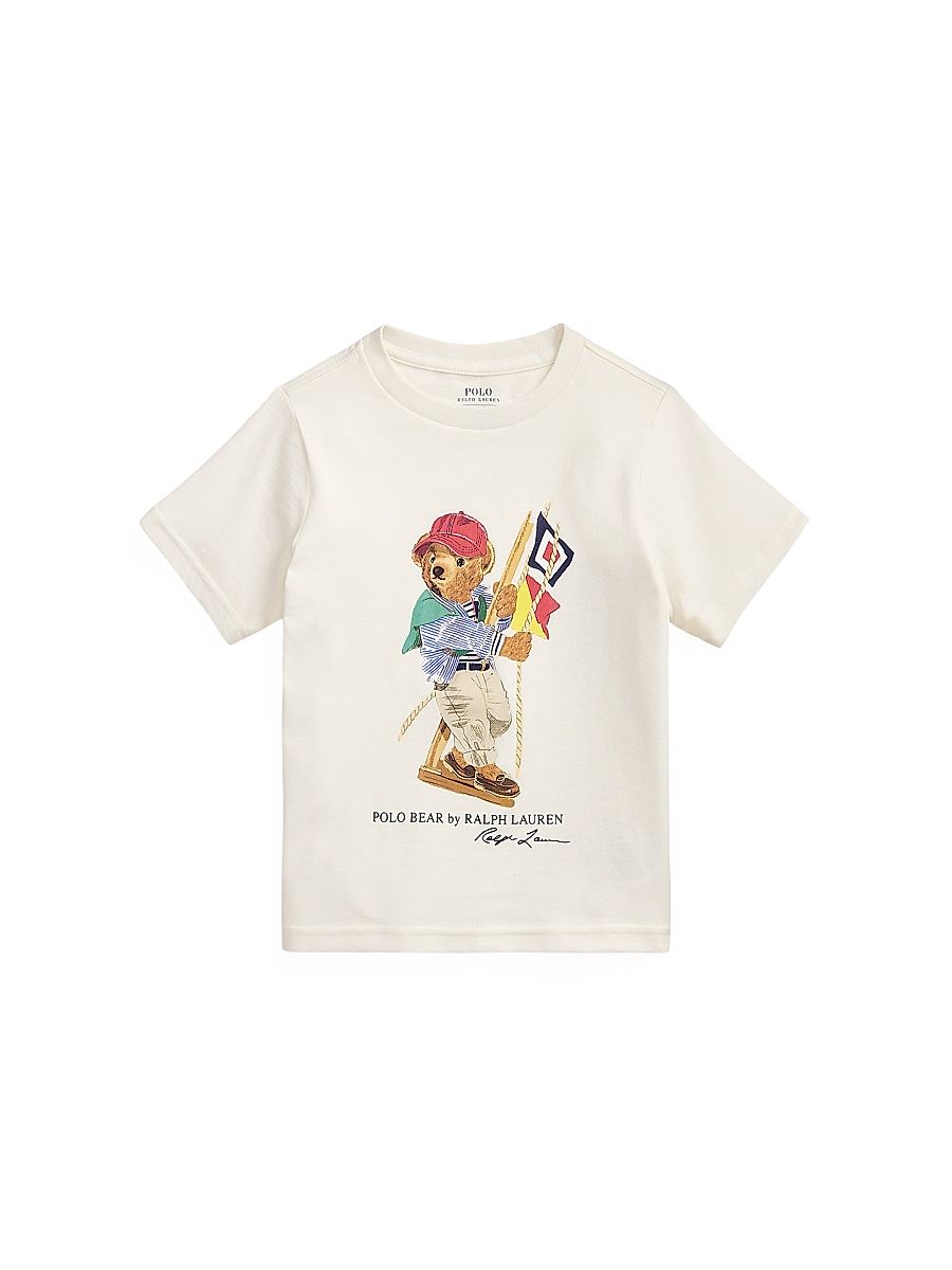 Little Boy's & Boy's Polo Bear Jersey T-Shirt - Bear Deckwash White - Size 18