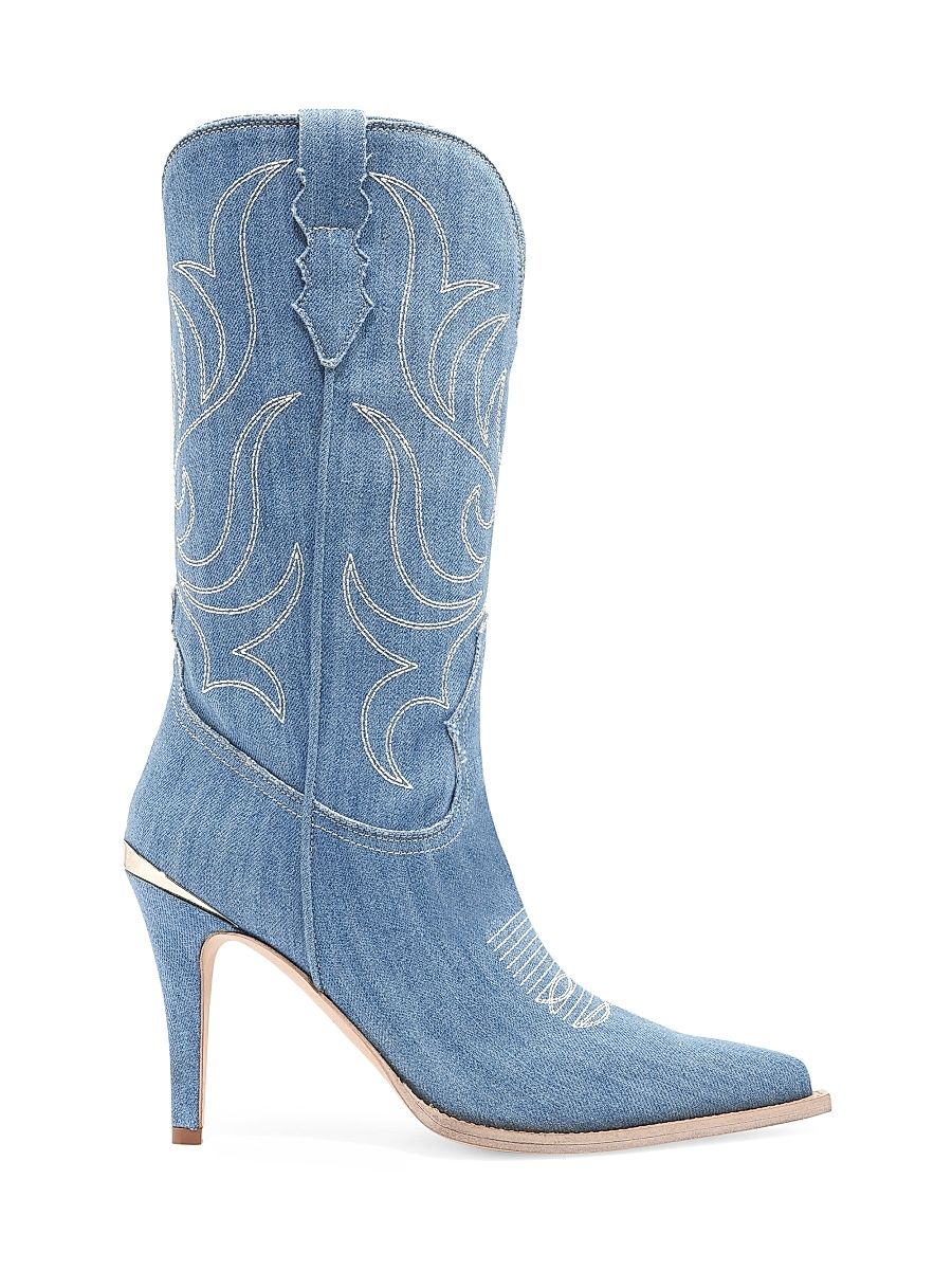 Women's Cherie 95MM Denim Mid-Calf Boots - Denim - Size 10
