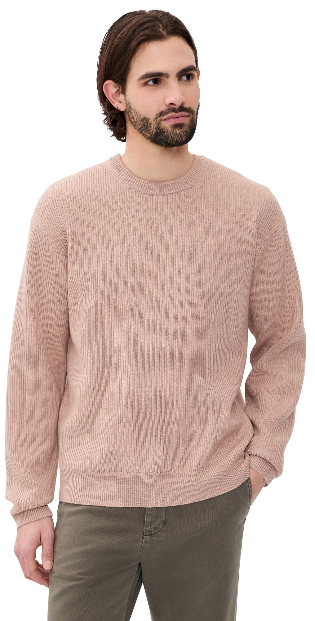 FRAME Ribbed Crew Neck Sweater Light Mauve L