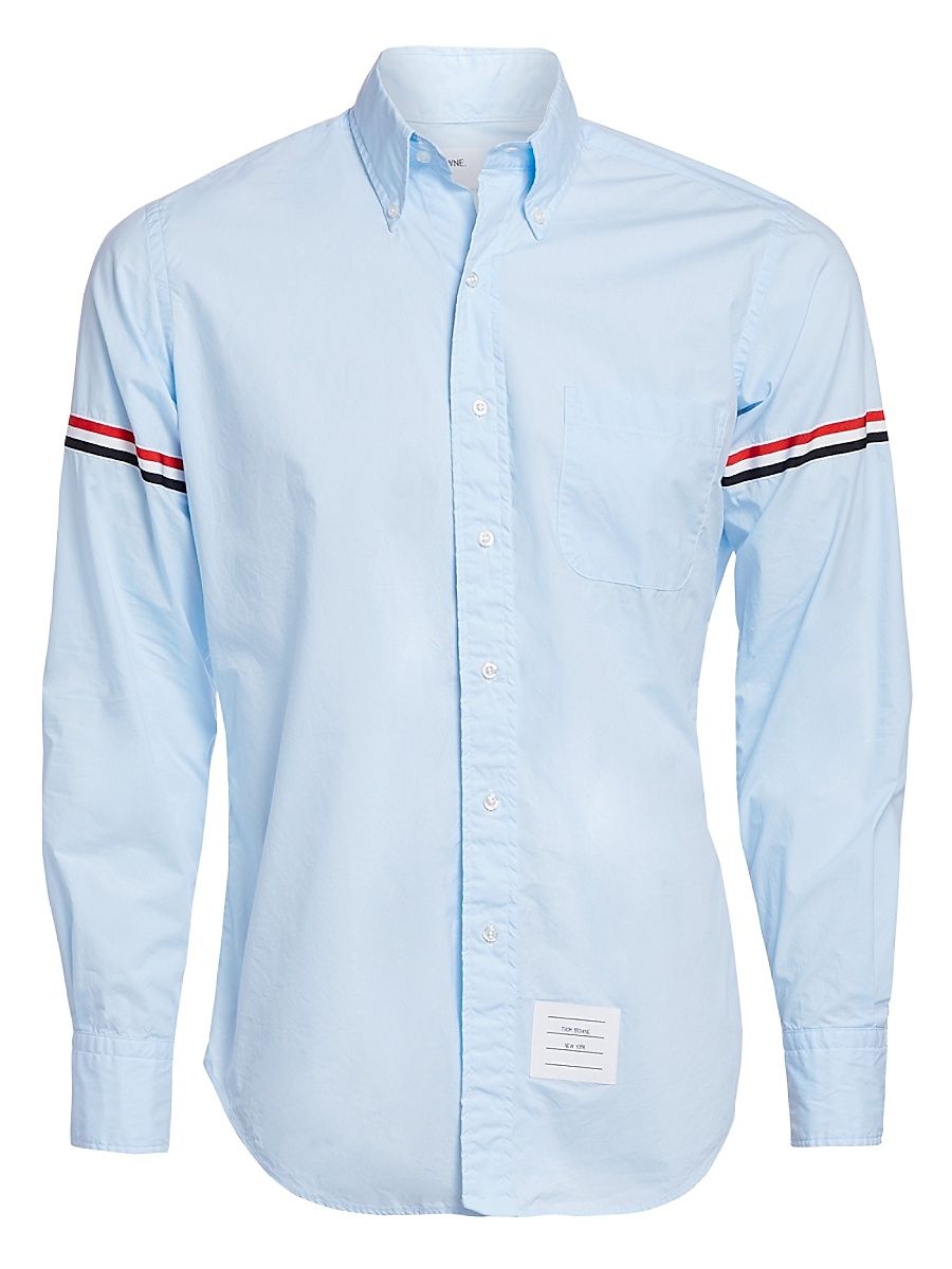 Men's Button-Down Two-Toned Armband Button-Down Shirt - Light Blue - Size Large