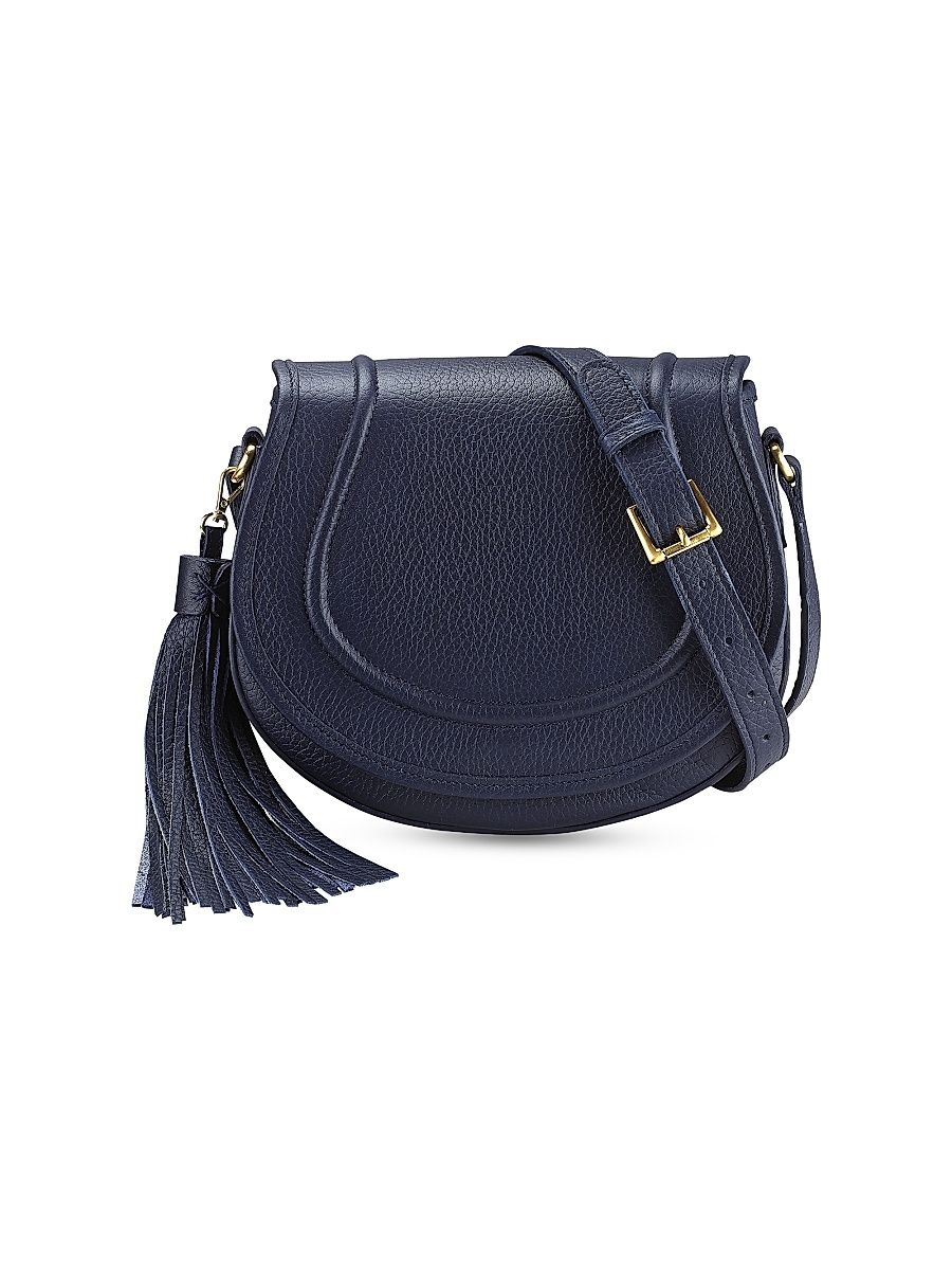 Women's Jenni Pebble Leather Saddle Bag - Navy