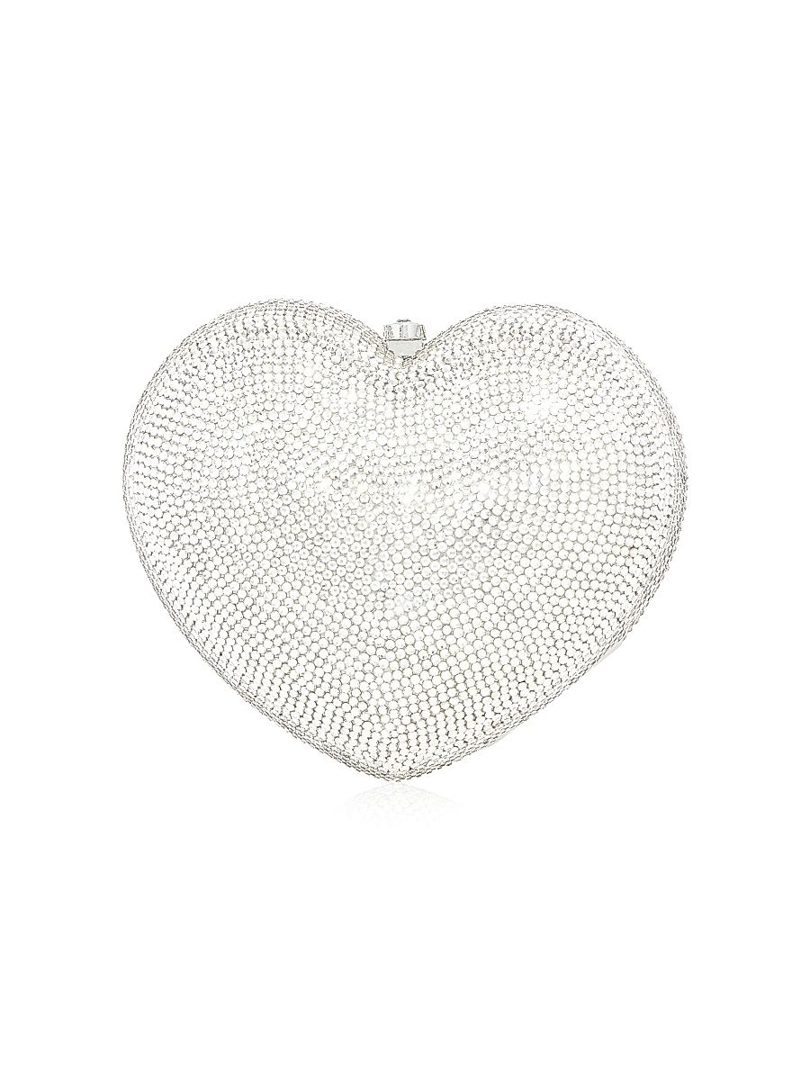 Women's Petite Heart Crystal-Embellished Clutch - Silver