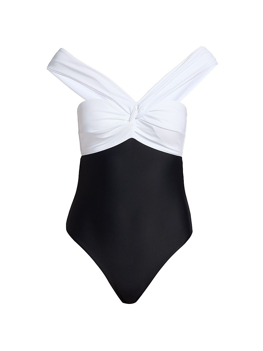 Women's Betsy Colorblocked One-Piece Swimsuit - White Black - Size XS