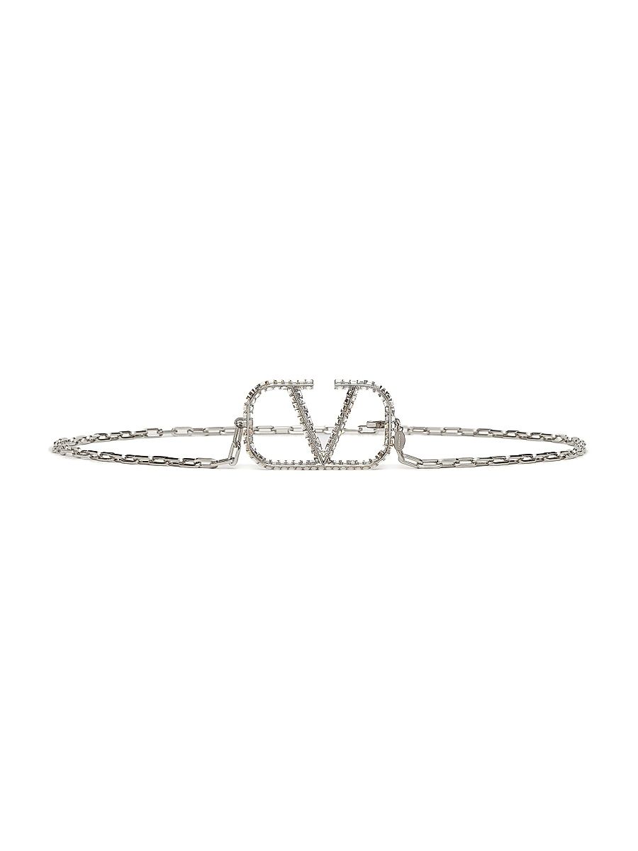 Women's VLogo Signature Chain Belt - Palladium Crystal - Size Large