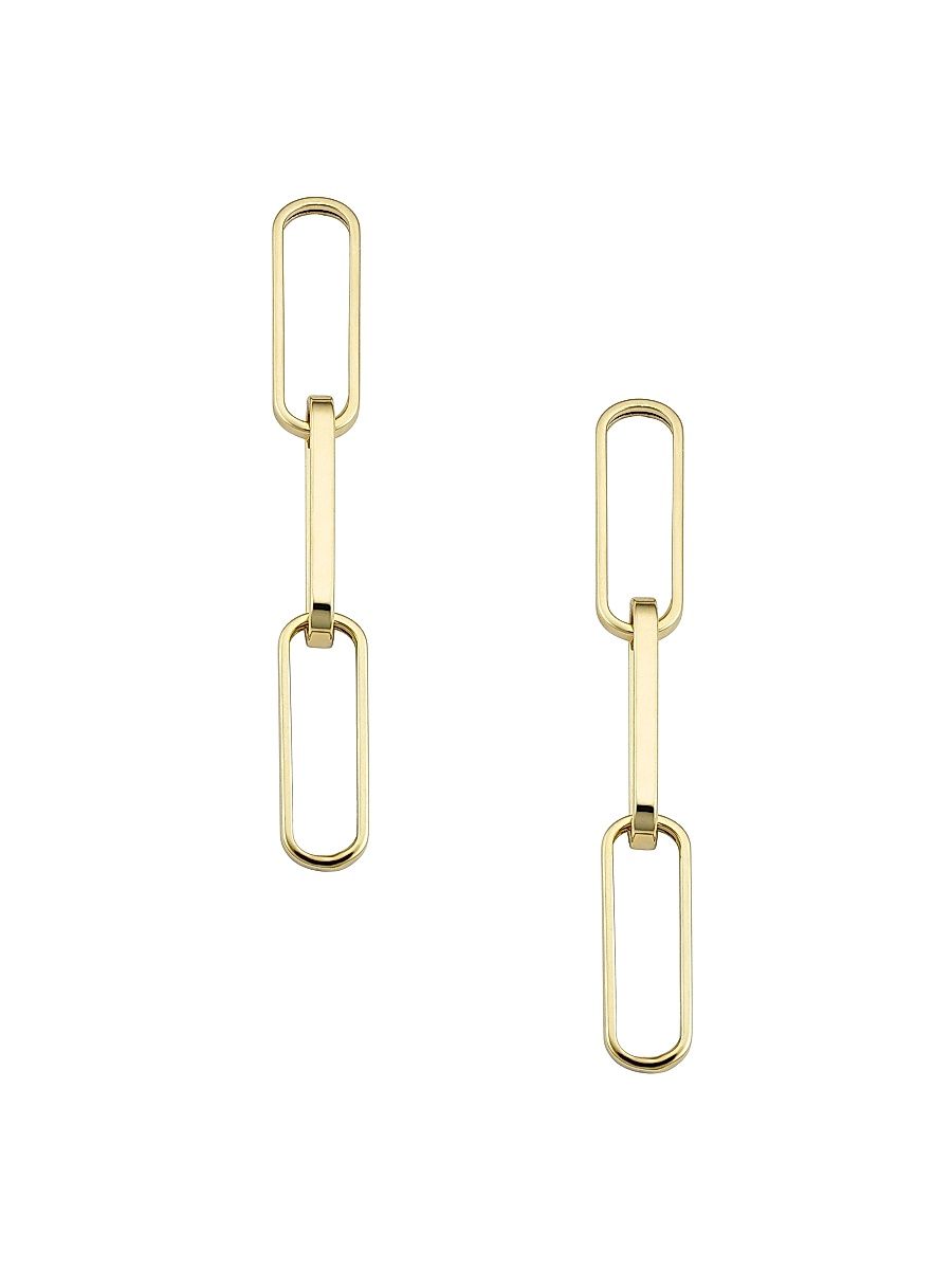 Women's 14K Yellow Solid Gold Venice Link Bold Drop Earrings - Yellow Gold