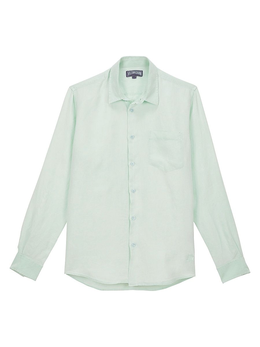 Men's Caroubis Linen Shirt - Vert - Size Medium