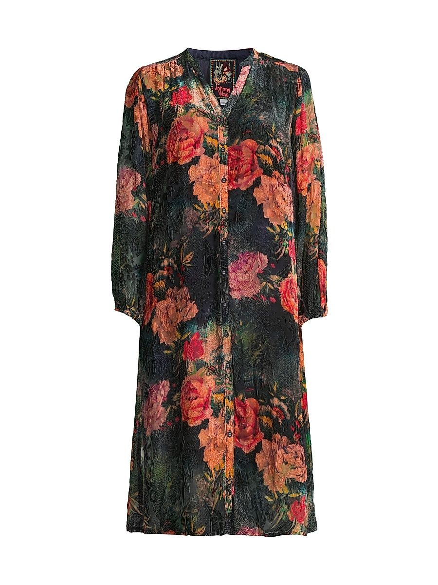 Women's Renna Burnout Velvet Midi-Dress - Catalina Blue Burnout - Size Medium