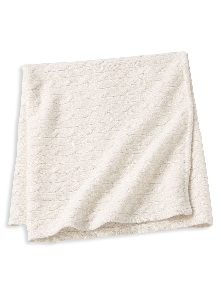 Cable Knit Cashmere Blanket - Ivory