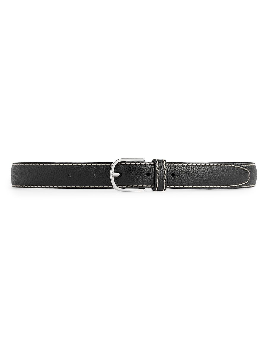Women's Slim Trouser Leather Belt - Black - Size Medium