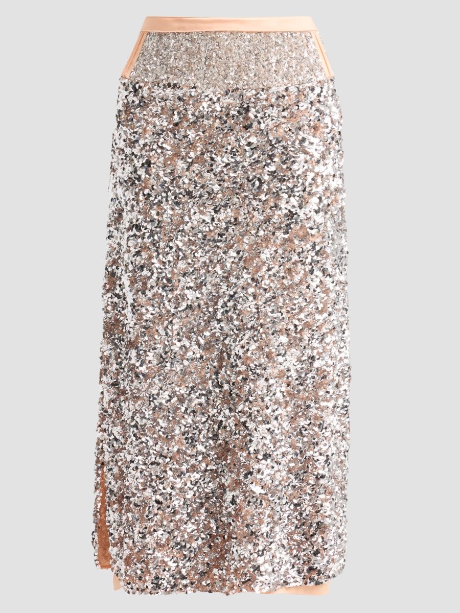 Rabanne Women's Jupe Sequined Midi Skirt - Silver Peach - Size 10