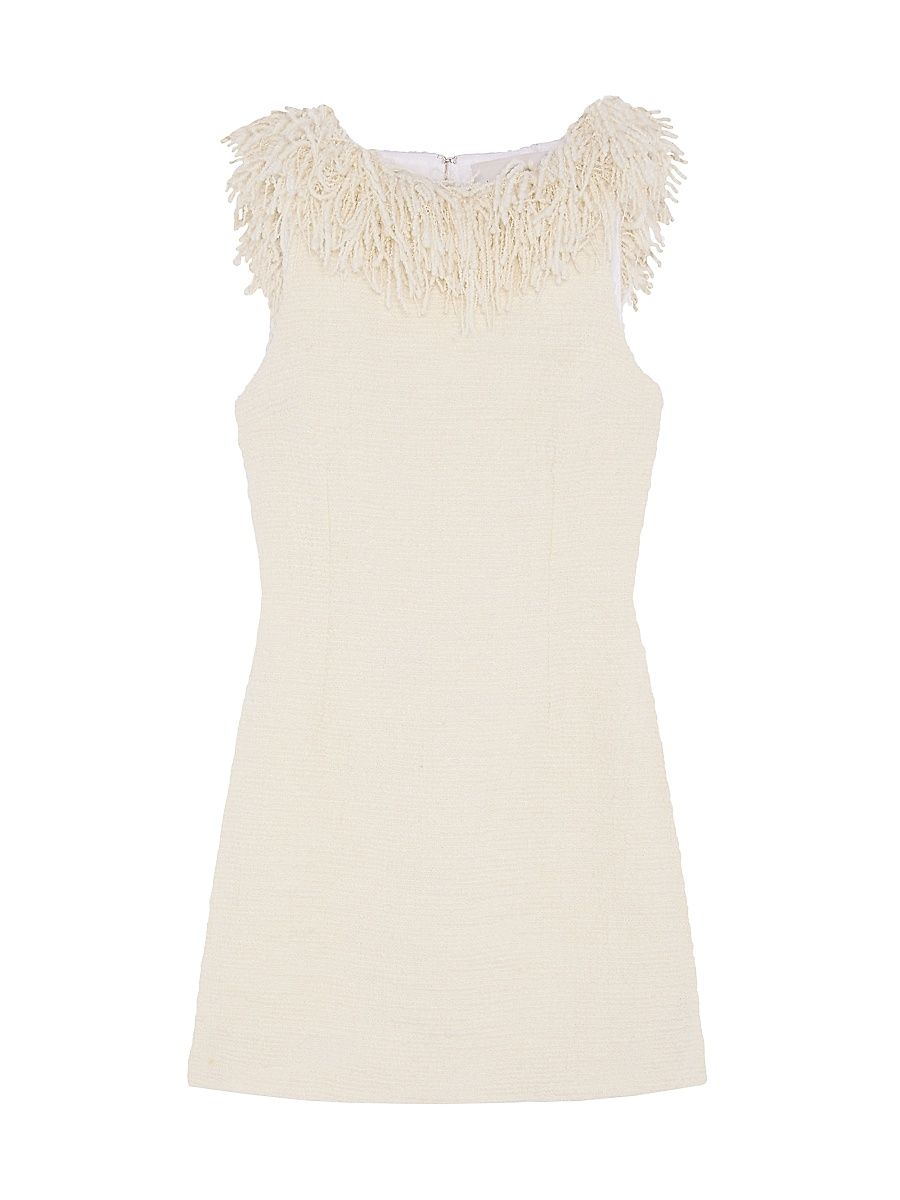 Women's Soho Tweed Fringe Minidress - Vanilla - Size Small
