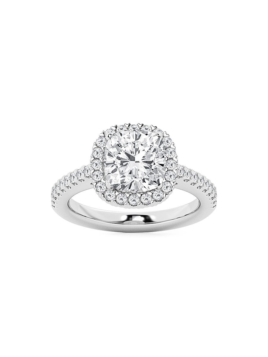 Women's 14K White Gold & 2.5 TCW Lab-Grown Diamond Halo Ring - White Gold - Size 7