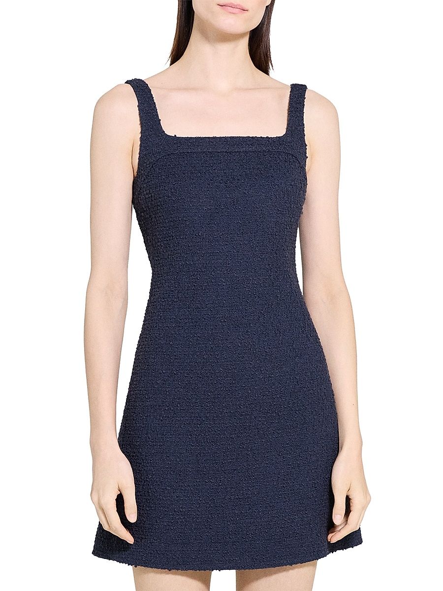 Women's Cotton-Blend Sleeveless Fit & Flare Minidress - Nocturne Navy - Size 16