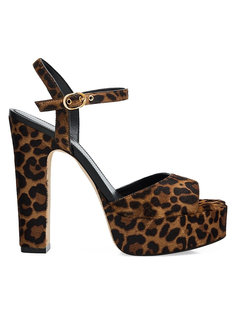 Women's Reade 130MM Leopard-Print Calf Hair Platform Sandals - Classic Lite - Size 6