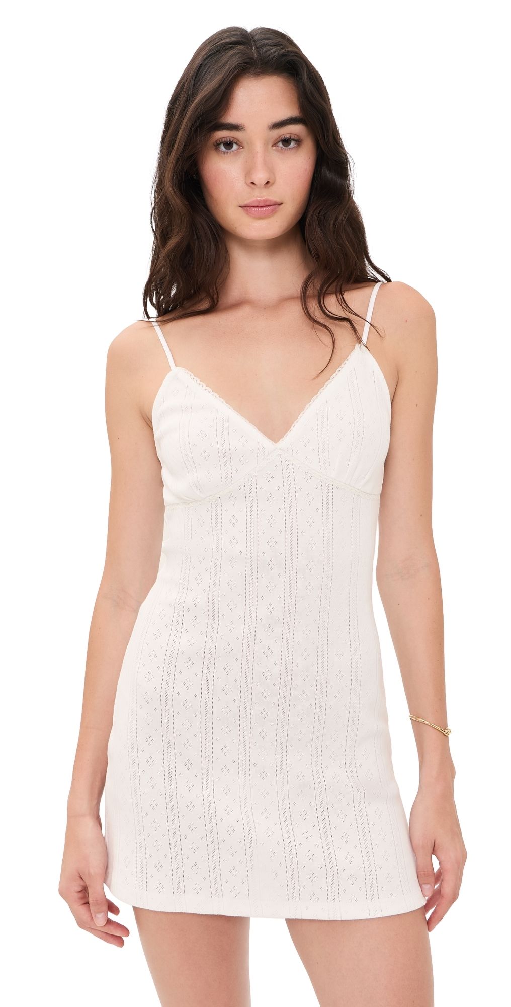 Good American The Pointelle Mini Dress White001 S