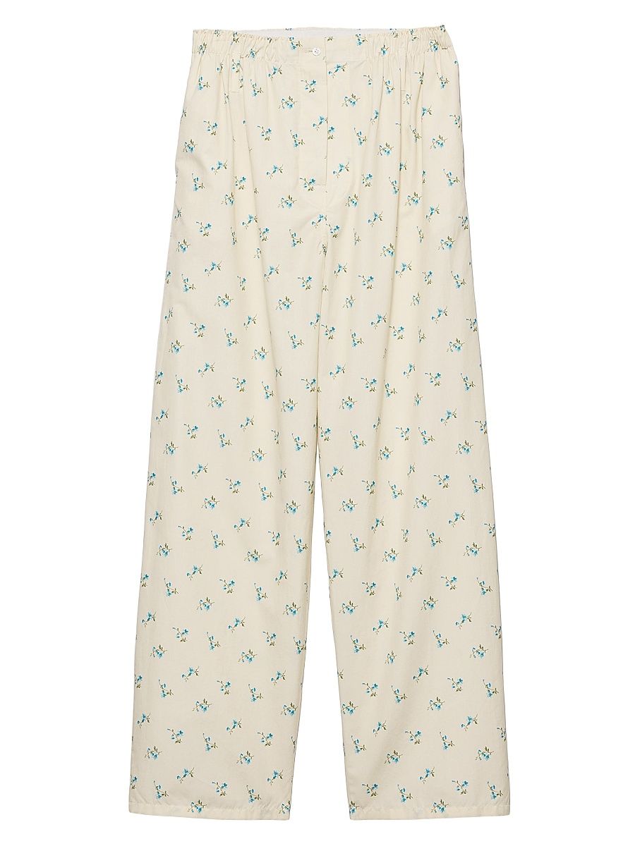 Women's Floral Print Old Canvas Pants - Beige Multi - Size 6
