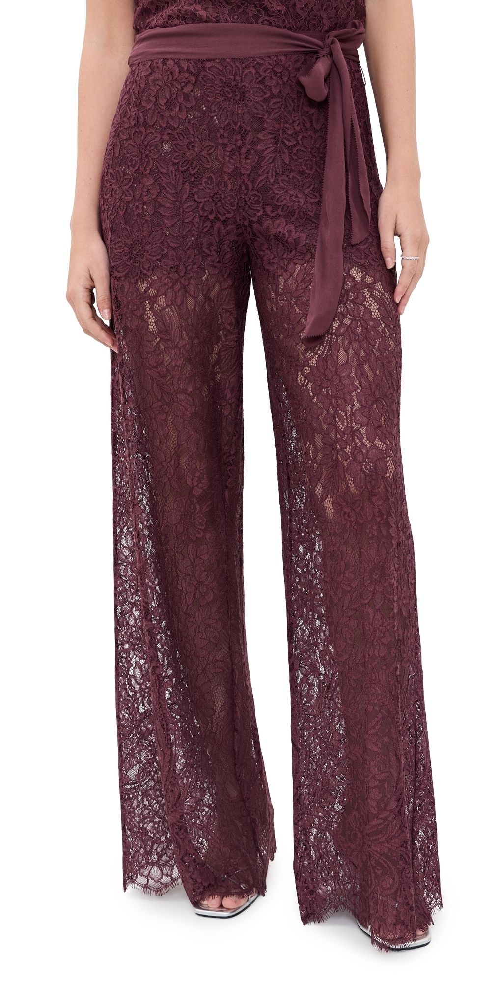 LoveShackFancy Riana Lace Pants Faded Merlot 2