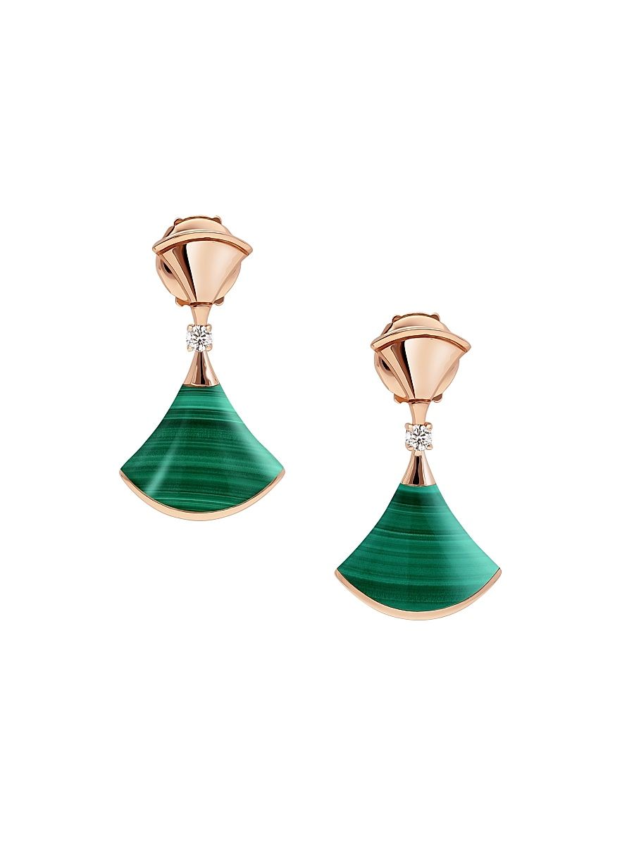 Women's Divas' Dream 18K Rose Gold, Malachite & Diamond Earrings - Rose Gold